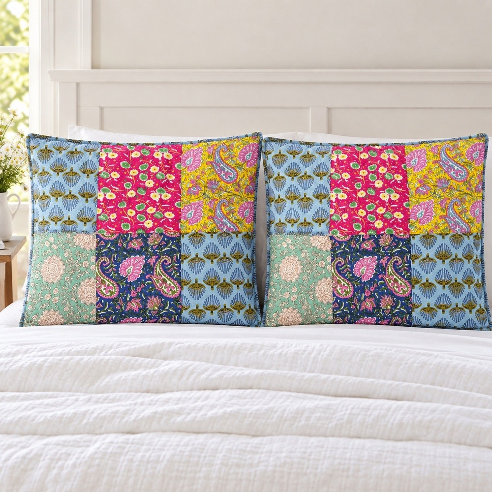The Company Store Patchwork Standard Shams Set 2 Cotton Boho Cottagecore Floral